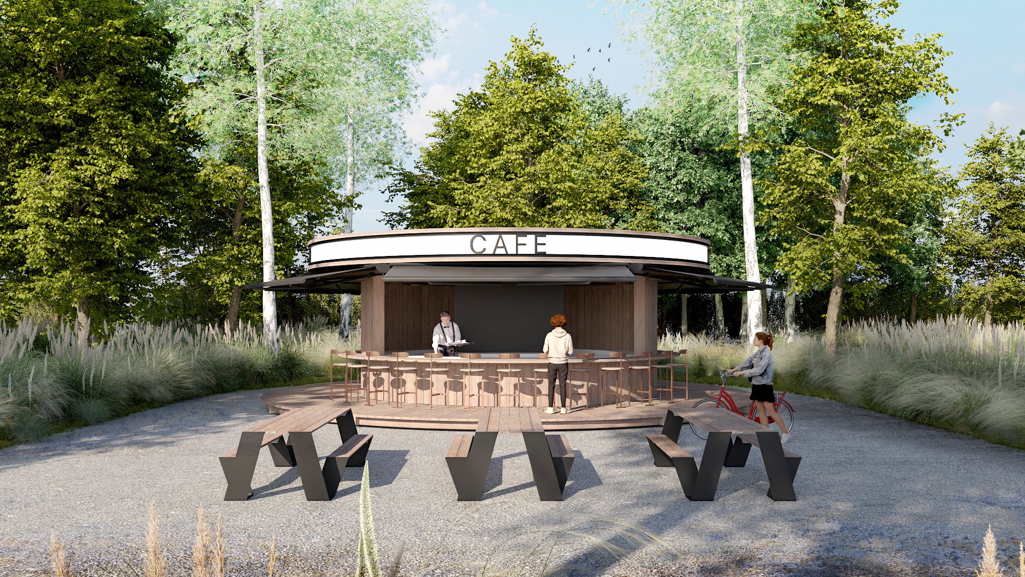 Public spaces in the park