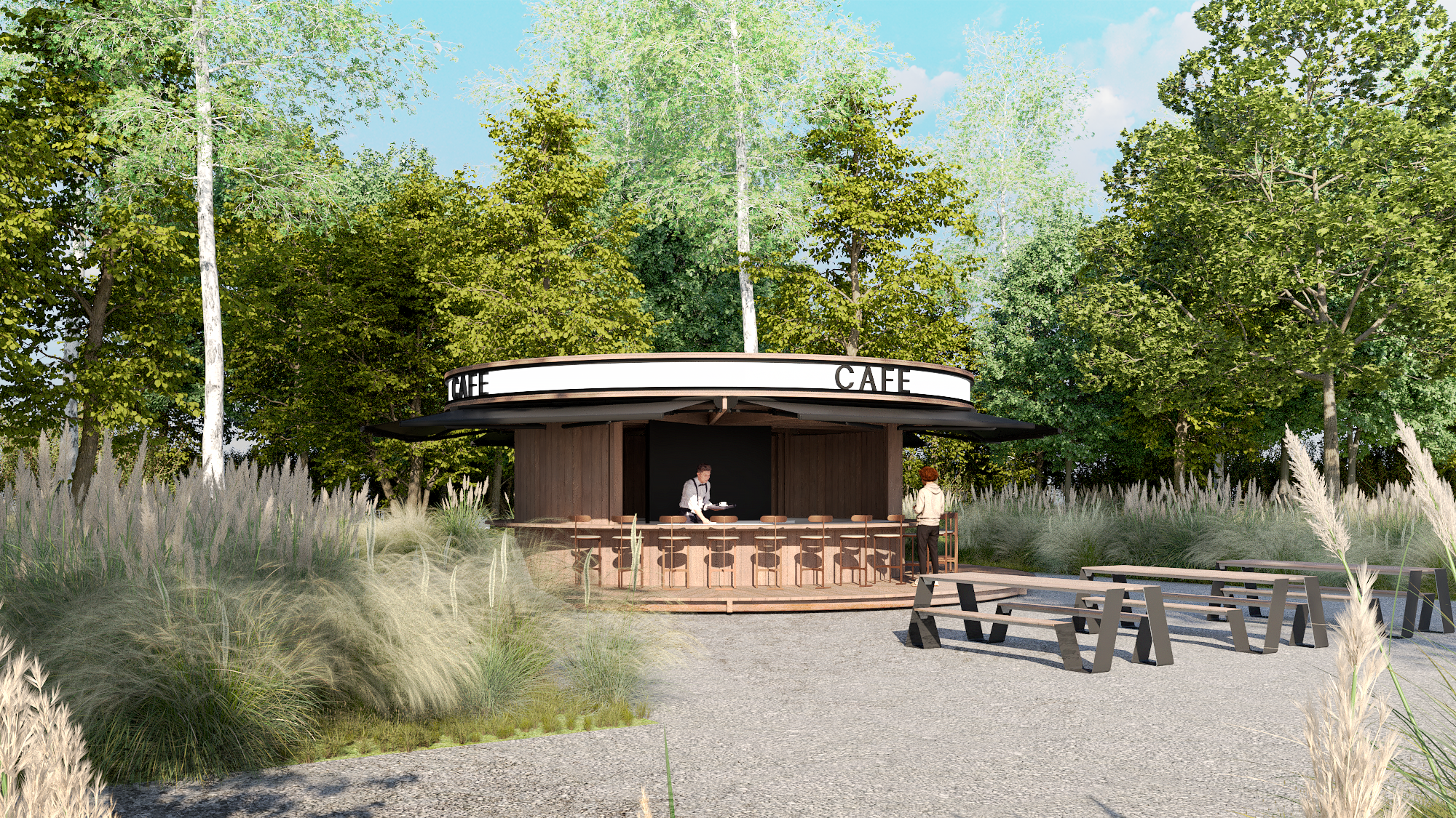 Public spaces in the park